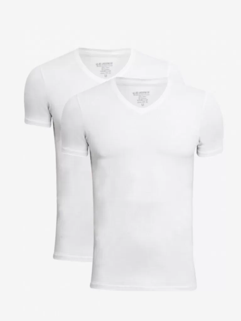 2-Pak Jbs Bamboo V-Neck T-Shirt - Hvid^Dovre Cheap