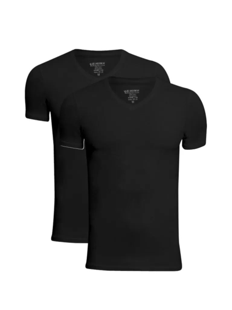 2-Pak Jbs Bamboo V-Neck T-Shirt - Sort^Dovre Sale