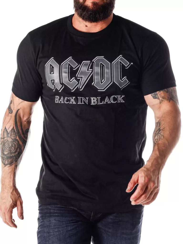 Acdc Back In Black T-Shirt - Sort^Urban Classic Discount