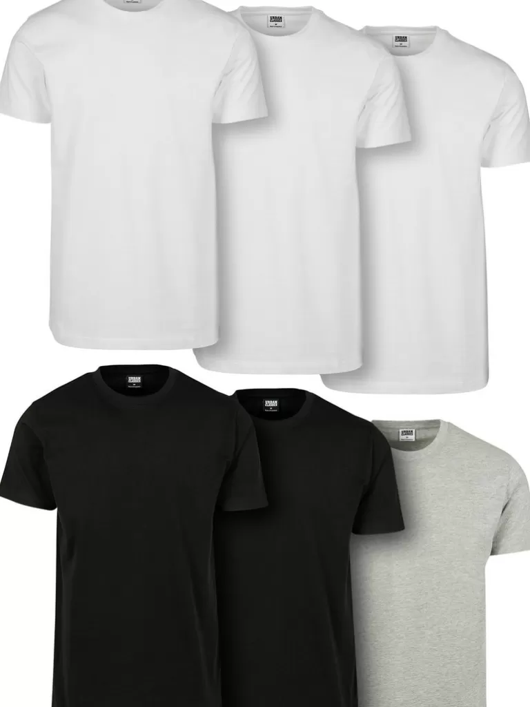 Basic T-Shirts 6-Pak - Sort/Hvid/Gra^Urban Classics Online