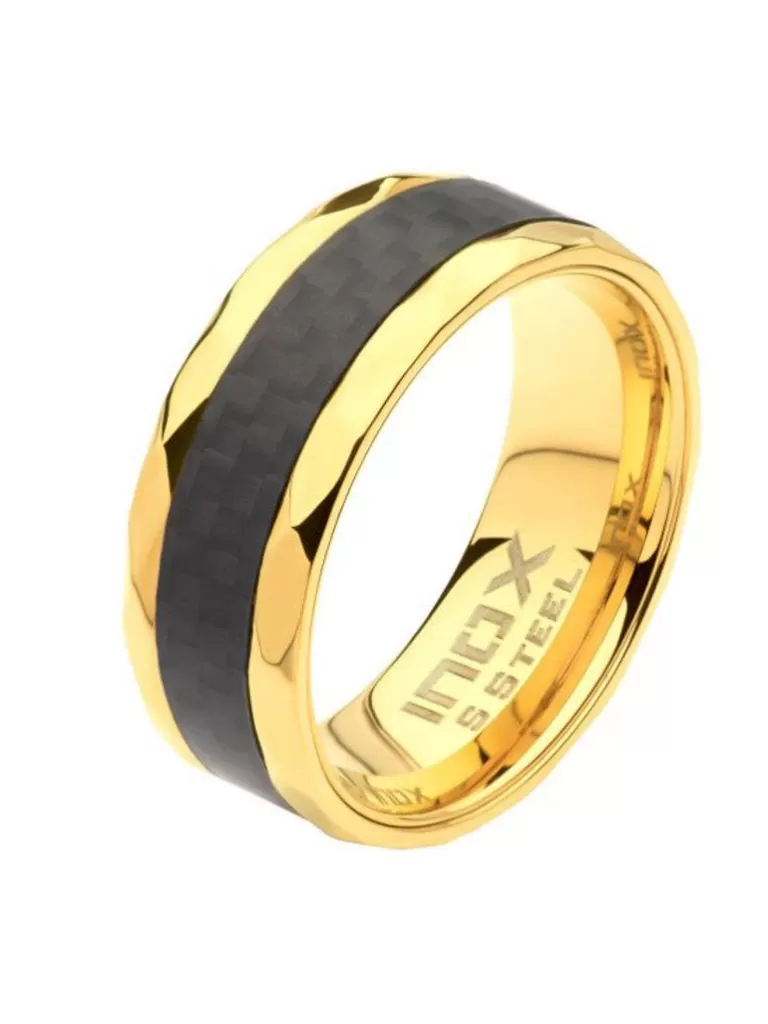 Carbon Fiber Ring - Sort/Guld^Inox Fashion