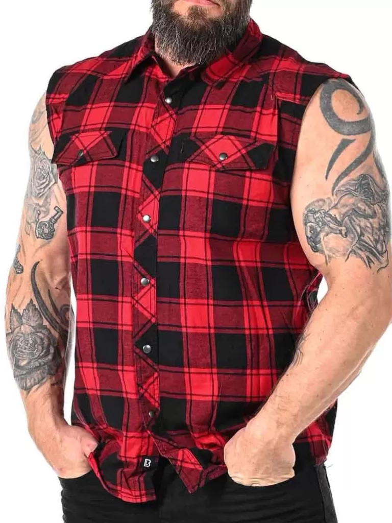 Checkshirt Sleeveless Skjorte - Rod/Sort^Urban Classics New