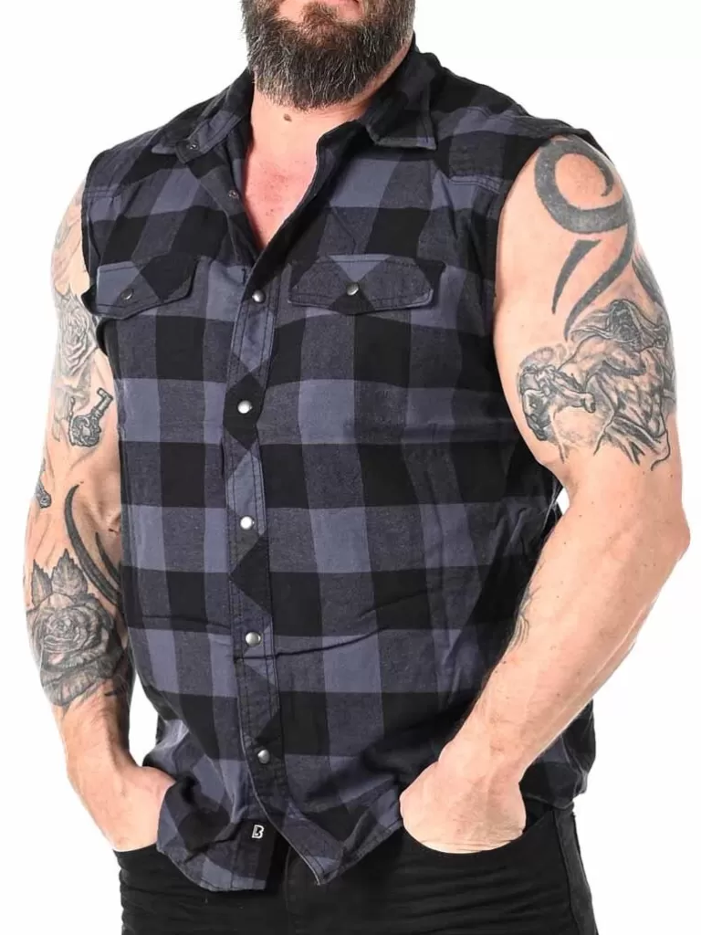 Checkshirt Sleeveless Skjorte - Sort/Gra^Urban Classics Discount