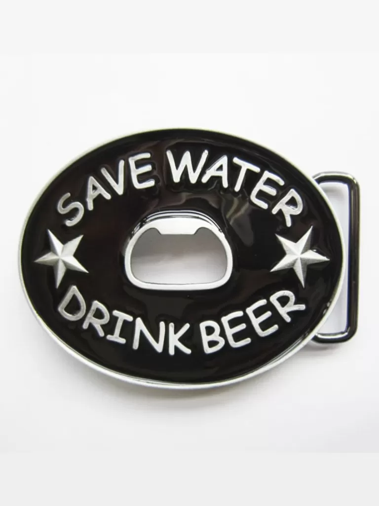 Drink Beer Cap Opener Bæltespænde - Sort/Solv^Ivory Falcon Flash Sale