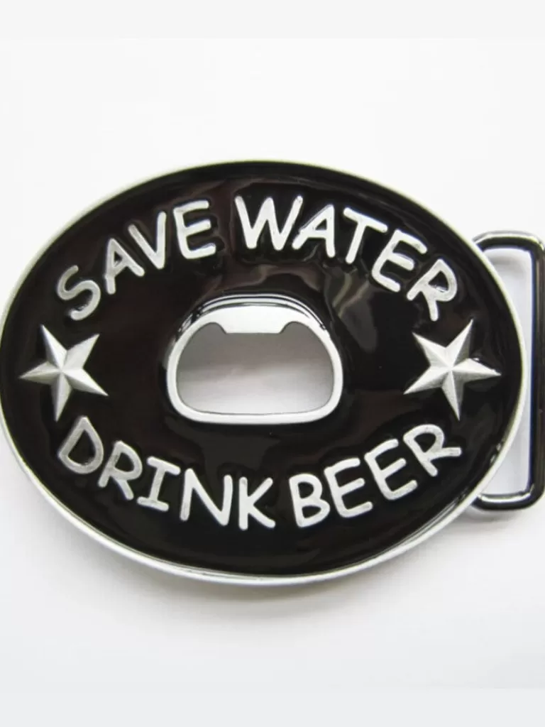 Drink Beer Cap Opener Bæltespænde - Sort/Solv^Ivory Falcon Flash Sale