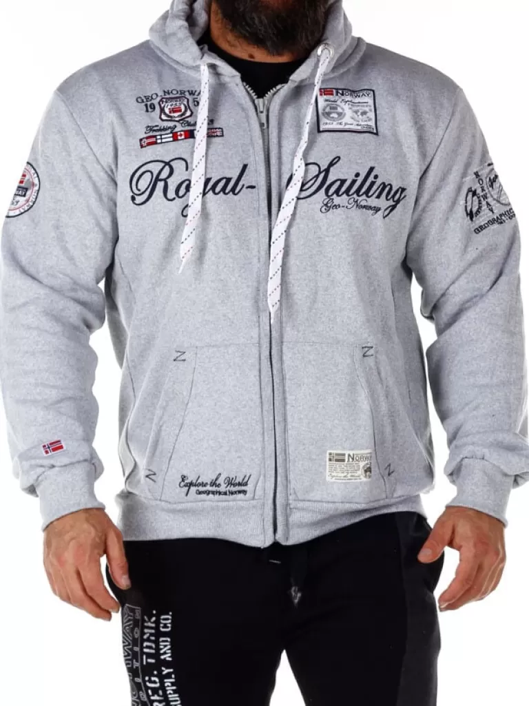 Fighter Geo Norway Zip Hoodie - Gra^Geographical Norway Outlet