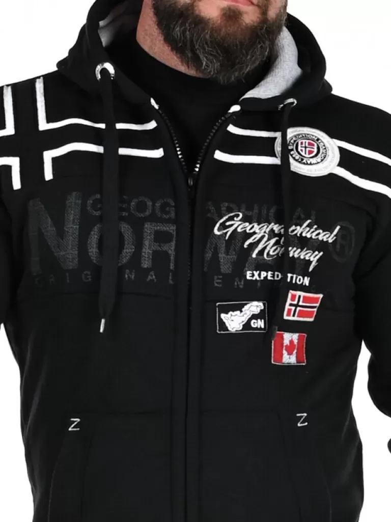 Garadock Geo Norway Zip Hoodie - Sort^Geographical Norway Best Sale