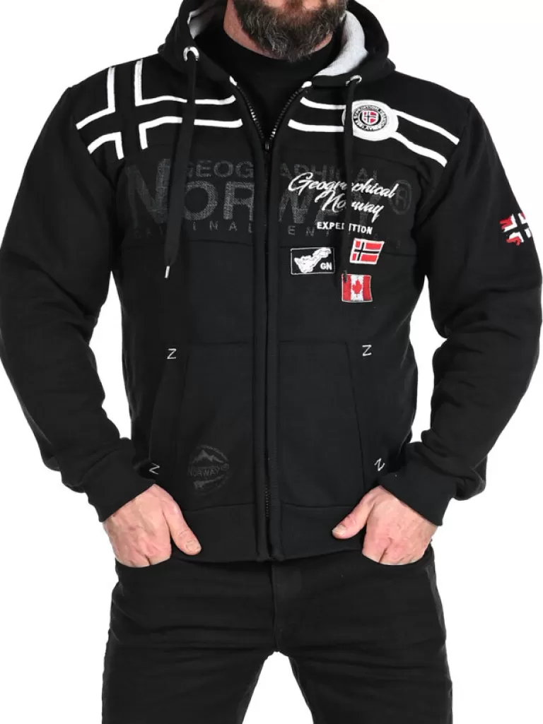 Garadock Geo Norway Zip Hoodie - Sort^Geographical Norway Best Sale