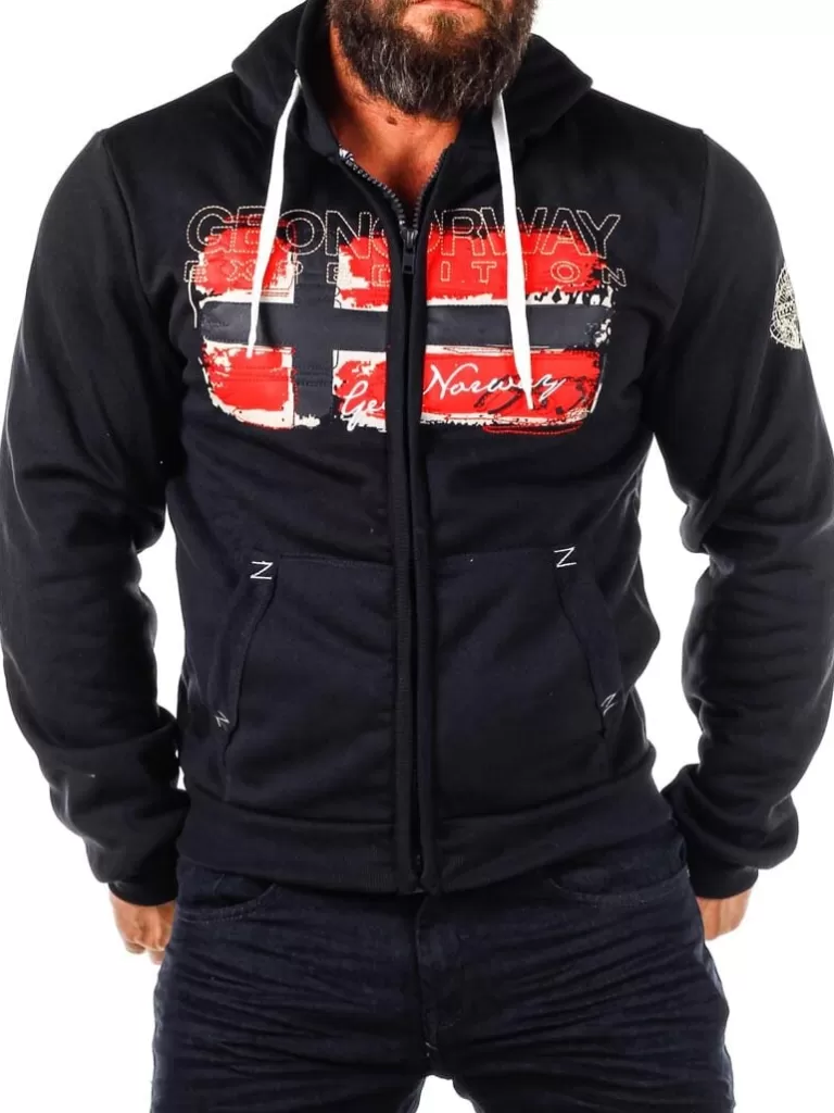 Gayto Geo Norway Zip Hoodie - Sort^Geographical Norway Store