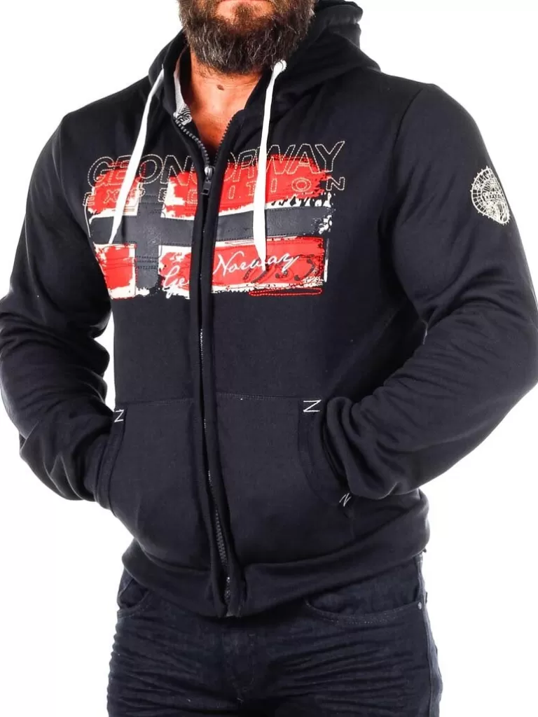 Gayto Geo Norway Zip Hoodie - Sort^Geographical Norway Store