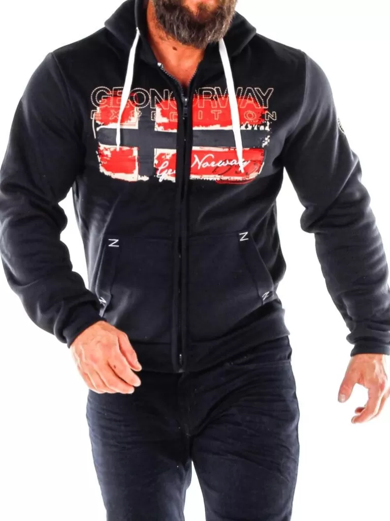Gayto Geo Norway Zip Hoodie - Sort^Geographical Norway Store