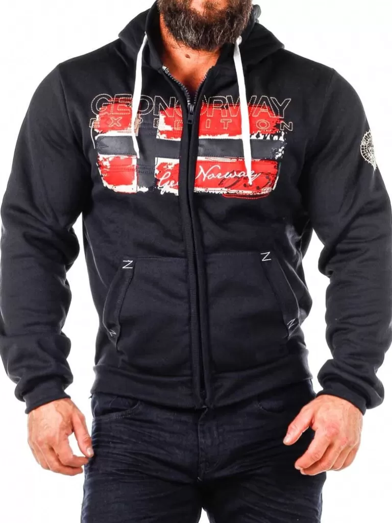 Gayto Geo Norway Zip Hoodie - Sort^Geographical Norway Store
