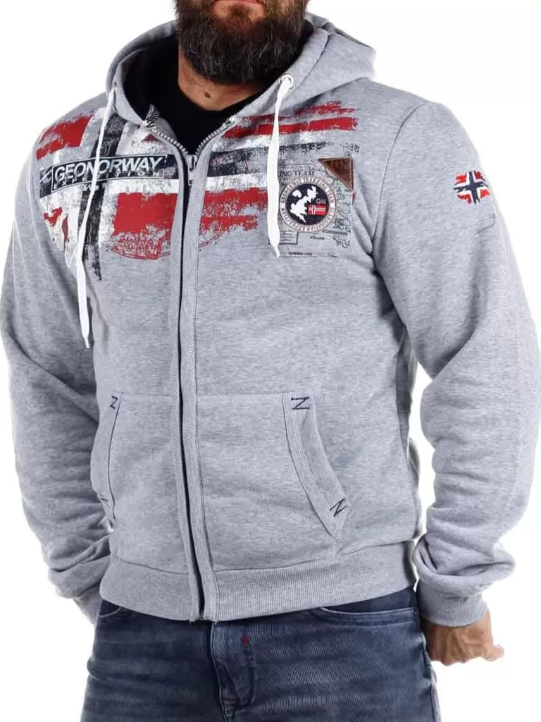 Genox Geo Norway Zip Hoodie - Gra^Geographical Norway Clearance