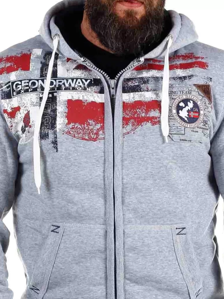 Genox Geo Norway Zip Hoodie - Gra^Geographical Norway Clearance