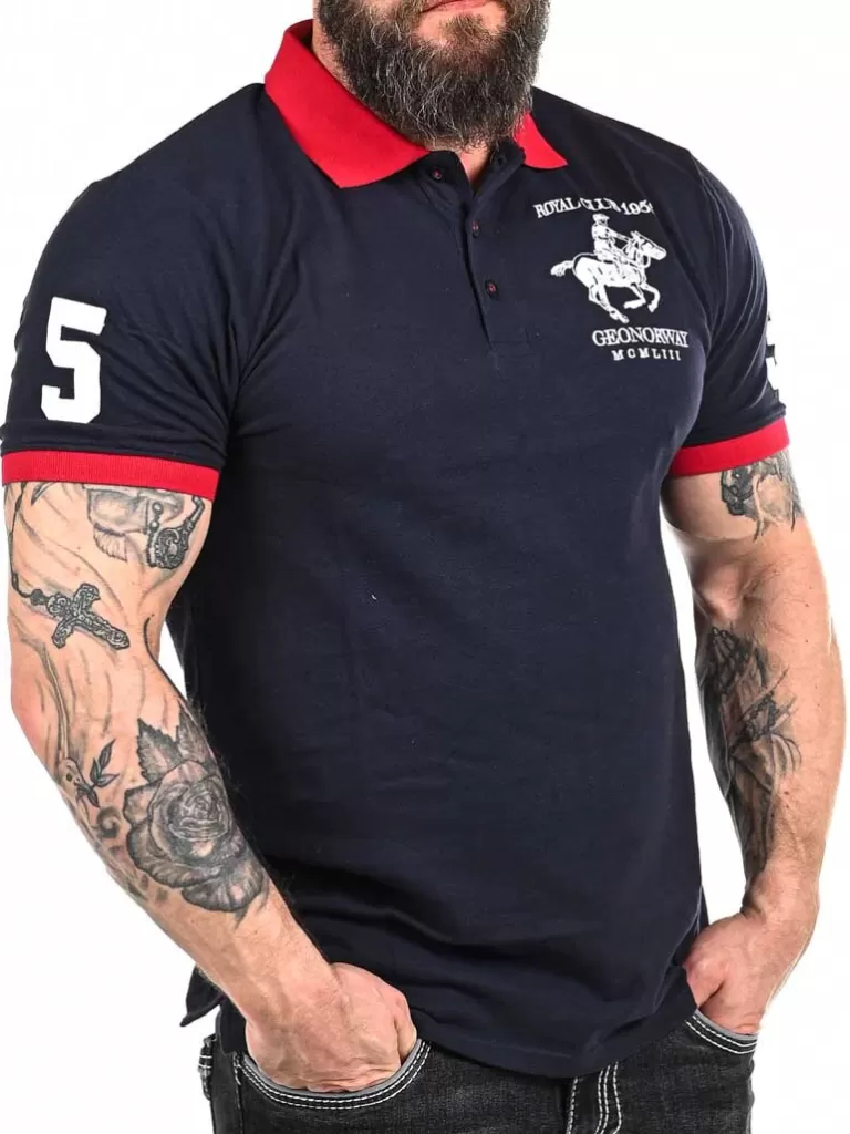 Polo Rider Geo Norway T-Shirt - Morkebla^Geographical Norway Outlet