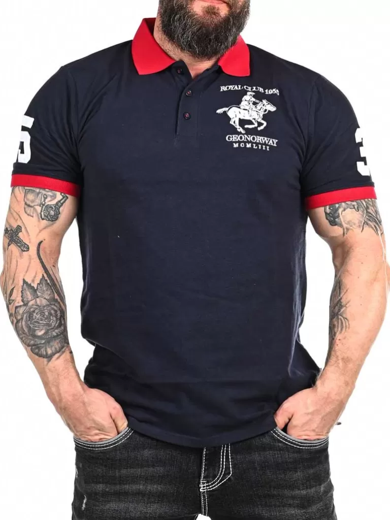 Polo Rider Geo Norway T-Shirt - Morkebla^Geographical Norway Outlet