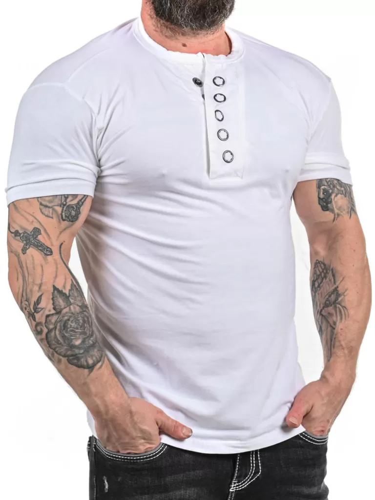 Rd Button T-Shirt - Hvid^* Cheap