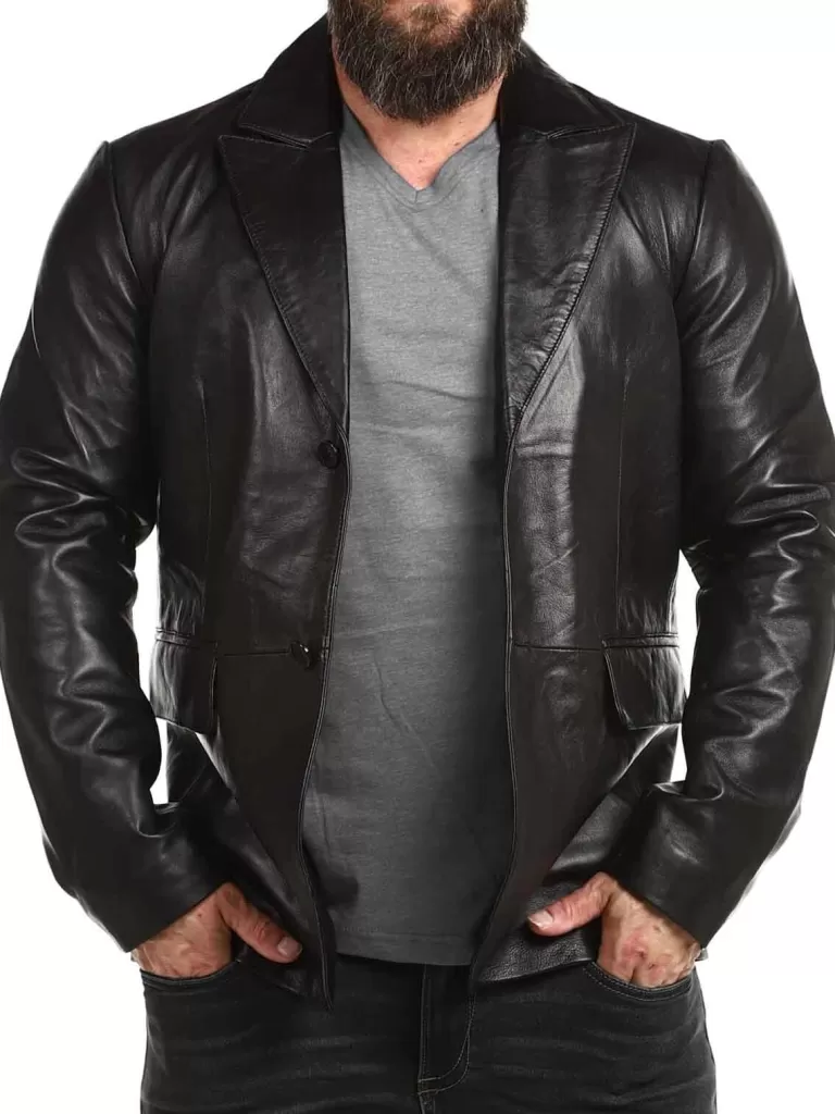 Rd Leather Blazer - Sort^* Discount