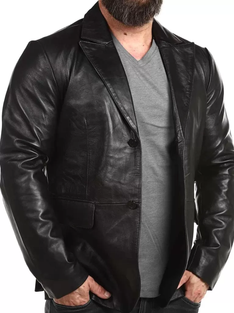 Rd Leather Blazer - Sort^* Discount