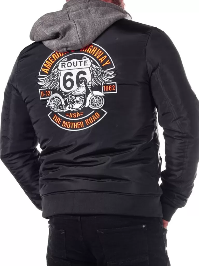 Rd Route 66 Bomberjakke - Sort^* Cheap