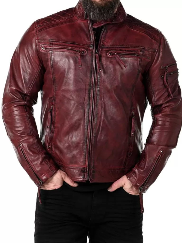 Rd Thunder Skindjakke - Dark Red^* Outlet