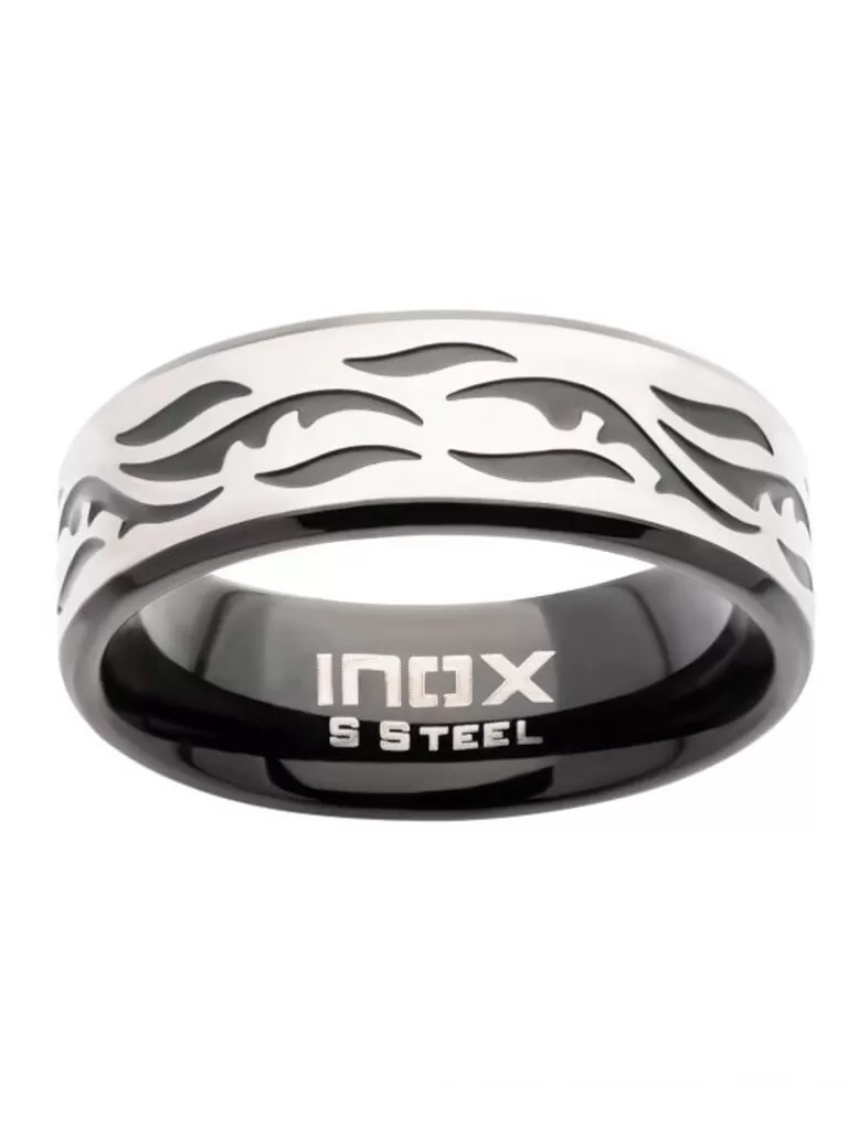 Tribal Edge Ring - Solv/Sort^Inox Cheap